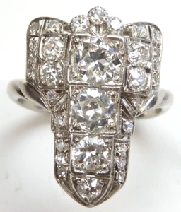 Antique 1920's Art Deco Diamond Engagement Platinum Ring Sz 7.5 UK-O1/2 EGL USA - Picture 1 of 13
