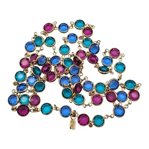 Vintage SWAROVSKI Swan Crystal Jewelry Bezel Necklace Colorful Long Chain 36" - Picture 1 of 5