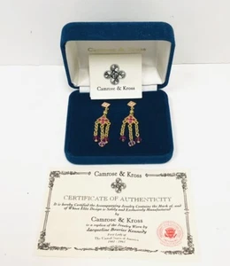 Camrose & Kross JBK Jackie Kennedy Pink Stone Dangle Earrings With Case And COA - Picture 1 of 7