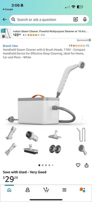 Limpiador de Vapor Portátil HIEE con 6 Cabezales de Cepillo, 1500W Multiuso Potente Vapor Foto 1 de 2