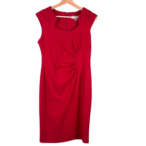 VALENTINO Abito tubino Shelby & Palmer donna taglia 10 rosso zip senza maniche elegante casual