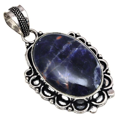 Colgante de piedras preciosas de sodalita regalo para su joyería de plata 2,25" Foto 1 de 4