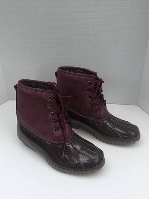 Charles Albert Women's Vegan Leather Burgundy/Brown Weatherproof Boots Size 7 - Image 1 of 4