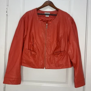 Chaqueta/bolsillos Jessica London Naranja Cremallera Frontal Cuero Talla 24 - Imagen 1 de 24