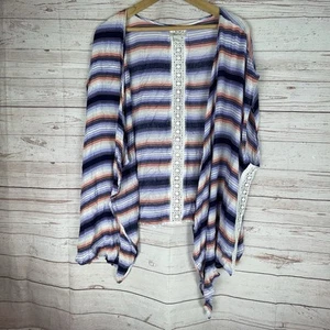 Ariat Melody Kimono Vest Womens M/L Striped Sleeveless Crochet Lace Sweater Boho - Picture 1 of 7