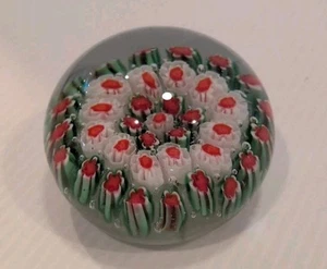 Vintage Millefiori Small Art Glass Paperweight Red Green - Picture 1 of 5
