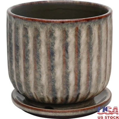 Maceta de cerámica moderna con orificio de drenaje interior exterior maceta maceta Foto 1 de 4