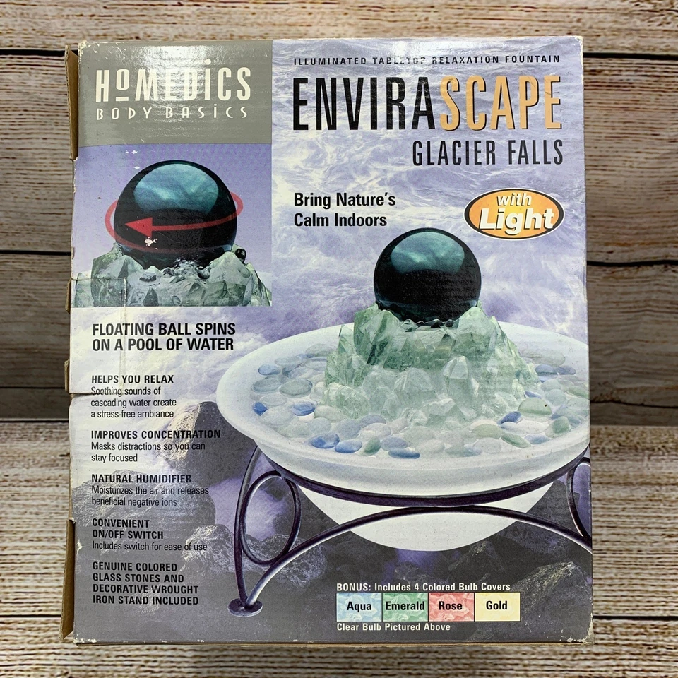 Homedics Envirascape Glacier Falls Illuminated Tabletop Relaxation Fountain - Image 1 of 4