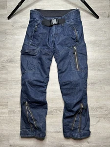 BMW Motorrad City Men's Denim Blue Pants Size Large Motorcycle Belted Jeans Zip - Picture 1 of 10