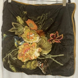Creative Co Op Dark Floral Pillow Covers Square- Pair Zippered - Picture 1 of 11