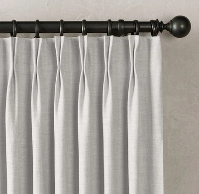 Restauración Hardware BELGA PESADO LINO TEXTURIZADO CORTINA PLIEGUE FRANCÉS NIEBLA Foto 1 de 4