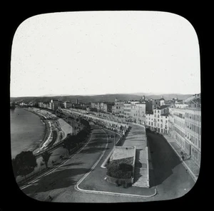Lantern Slide, Promenade Along Harbor of Nice, France, French Riviera, c1880 - Picture 1 of 3