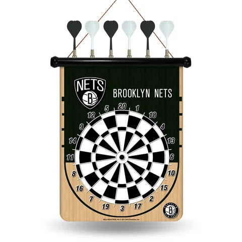 Brooklyn Nets Team Dart Board.Magnetic. 6 Darts. Board    #909/641 Cover