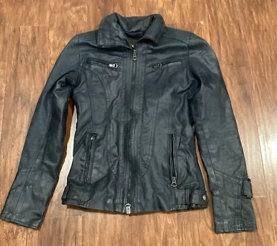 DE NICOLA ITALY SOFT Deep Blue LEATHER JACKET SIZE 42 - Image 1 of 4