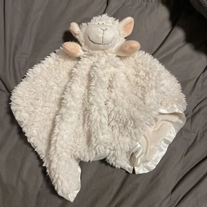 Stephan Baby Lovey Security Blanket Lamb Fuzzy Cuddle Satin Trim 16" - Picture 1 of 6