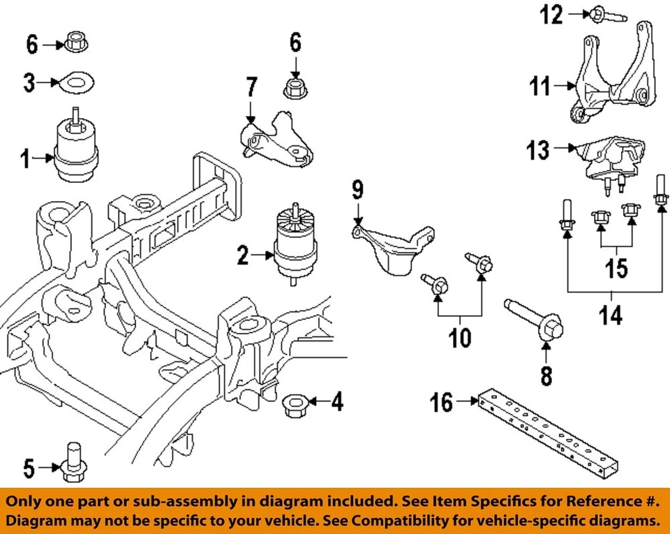 Lincoln FORD OEM MKS Motor Transmisión-Soporte Soporte Montaje Perno W714822S437 Foto 1 de 1