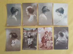 LOTE 8 POSTALES FOTOGRÁFICAS 1900 HERMOSAS CHICAS ALGUNAS TINTADAS Y PUBLICADAS CON SELLO C1 - Imagen 1 de 9