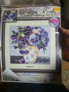 Design Works Crafts, 10" x 10" Needlepoint Kit, Pansies - Picture 1 of 2
