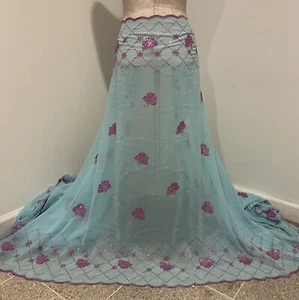 "Tela de gasa con lentejuelas multicolores bordada rosa azul marino de 3 yardas de ancho 40""" - Imagen 1 de 5