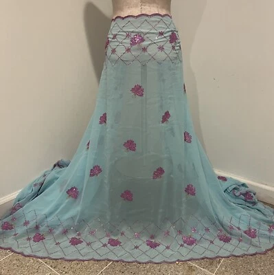 "Tela de gasa con lentejuelas multicolores bordada rosa azul mar de 3 yardas de ancho 40""" Foto 1 de 4