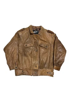 Vintage Winlit Special Edition Mens Leather Bomber Jacket Medium Aged Brown - Picture 1 of 8