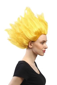 Perücke Damen Herren Karneval Blume Feuerteufel Dämon Loki Gelb hochtoupiert - Bild 1 von 4
