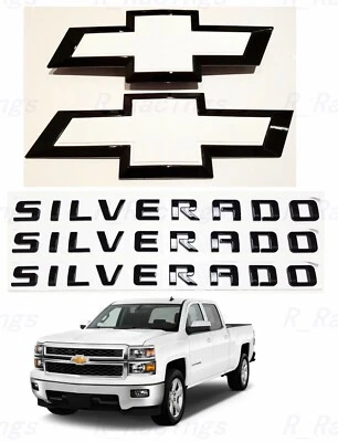 White Front Rear Bowtie Emblem Silverado letters Silverado 1500 2500 HD/3500 HD - Image 1 of 4