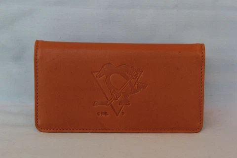 PITTSBURGH PENGUINS   glove Leather Checkbook  NEW  tan + Cover