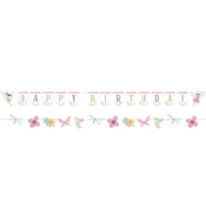 Fairy Forest Happy Birthday Ribbon Banner Set 2 Per Pack Paper Decoration - Picture 1 of 1