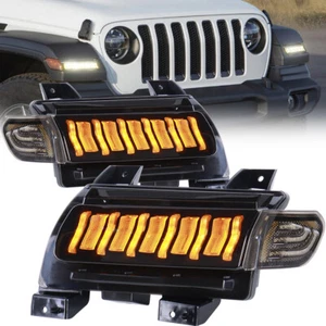 Smoked LED Fender Turn Signal Lights for Jeep Wrangler JL JLU 2018-2025 - Picture 1 of 7