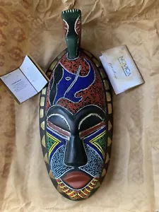 NWT Novica African “Ekua” Hand Carved & Painted Wood Mask Wall Art - Picture 1 of 4