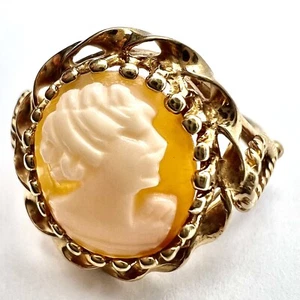 JTC 969 Vintage 10K Solid Yellow Gold Carved Cameo Ring Size 5.75, 3.15 Grams - Picture 1 of 12