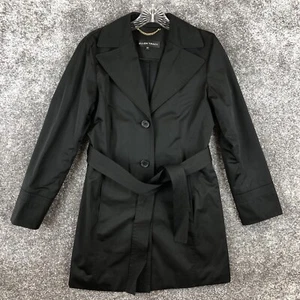 Ellen Tracy Jacket Women Size Small PP Black Button-Up Utility Pockets Long - Picture 1 of 12
