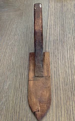 Vintage Hand Made Rustic Wood Trowel Spade , Nice Display Piece For Rustic Area Cover