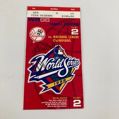 Derek Jeter Signed 1998 World Series Game Two Original Ticket JSA COA - Image 1 of 4