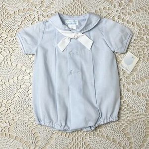 NWT Petit Ami Baby Boy 3 Months Pastel Blue Sailor Bubble Romper - Picture 1 of 4