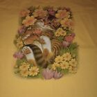 Vanessa Adams Kitten Rolling In Flowers T-Shirt Lnc Gildan Size L Bright Yellow