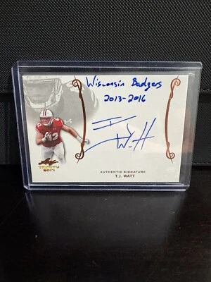 2017 Leaf Trinity T.J Watt Inscription Signature On Card Auto Wisconsin Steelers - Image 1 of 2