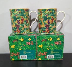 Dept 56 Heirloom Set of 2 Poinsettia Mugs - Picture 1 of 5
