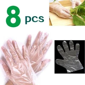 Transparent Plastic Gloves Home Food Cooking Handling Cleaning Gloves 8pcs - Picture 1 of 5