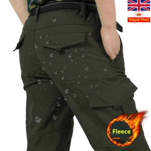 Mens Thick Fleece Thermal Trousers Tactical Waterproof Outdoor Combat Work Pants - Picture 1 of 15