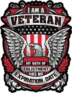I Am a Veteran My Oath of Enlistment Has No Expiration Date 7 Inch Decal - Picture 1 of 8