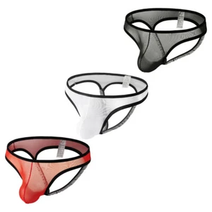 Herren Sexy Ausbuchtung Beutel Durchsichtig Netz Unterhose Offen Hüft Tangas Männer Dessous - Bild 1 von 37