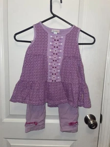 Naartjie Kids Top And Leggings Size 7yrs Purple Floral Stripped Summer - Picture 1 of 5