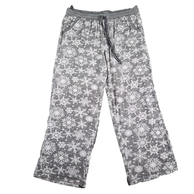 Pantalones de pijama Nautica Lounge para mujer grandes grises felpa copo de nieve vacaciones 34x28,5 ̈ Foto 1 de 4