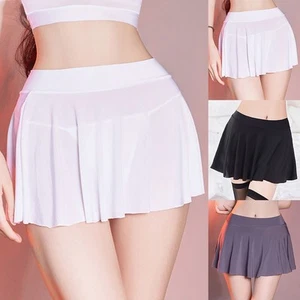 Black Clubwear High Waist Aline Skater Skirt Pleated Short Party Skirt - Picture 1 of 18