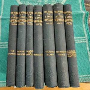 The Works of Robert Louis Stevenson Vols: 3, 4, 8, 11, 12, 13, 14, Rare - Picture 1 of 7