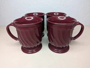Set Of 4 Turnbury By Dinex #3000 Cranberry Coffee Mugs Melamine Vintage - Picture 1 of 4
