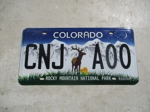 Colorado Rocky Mountain Nationalpark HIRSCH Nummernschild # CNJ A00 - Bild 1 von 1
