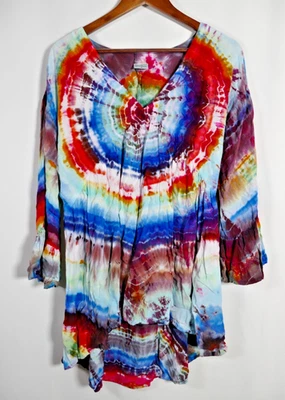 Dharma Trading Co Womens Babydoll Tie Dye Tunic Top Size S Artsy Hippie Festival - Image 1 of 4